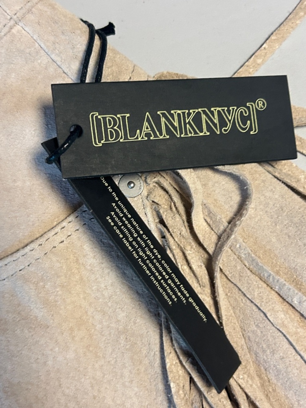 Blank NYC Light Beige Suede Fringe Shorts - Picture 4 of 5